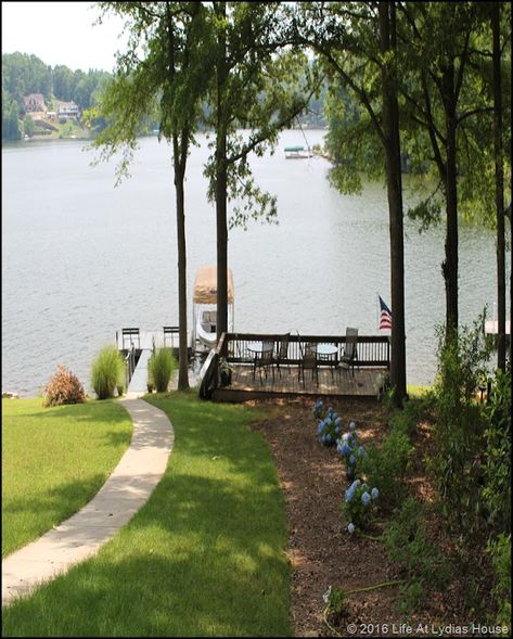 lake view Lake Landscaping, Lake Dock, Lakefront Living, Lakeside Living, Lake Time, Lake House Plans, Lake Living, Lake Cottage, Lake Cabins