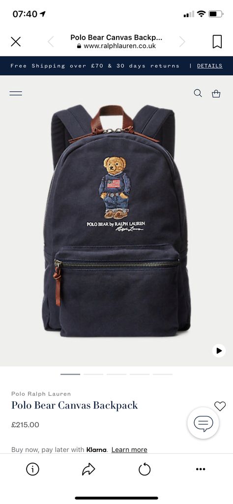 Ralph Lauren Backpack, Polo Backpack, 6th Form, Aesthetic Backpack, Polo Bear, Birthday Wishlist, Canvas Backpack, Cute Bags, Bagpack