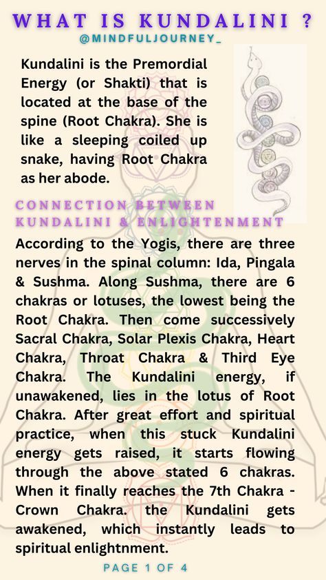 Connection between Kundalini, Chakras & Enlightenment. #Chakras #Kundalini #Spiritual What Is Kundalini, Kundalini Awakening Symptoms, Psychic Development Learning, Energy Consciousness, Chakra Health, Spiritual Psychology, Spiritual Awakening Signs, Kundalini Awakening, Spirit Science