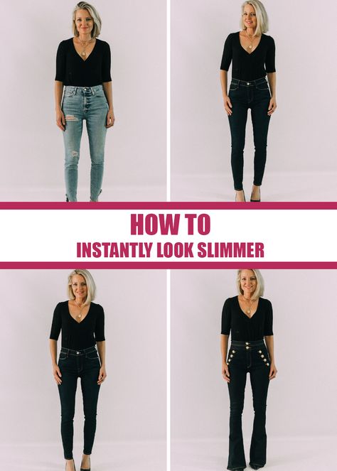 LOOK SLIMMER WITHOUT DIET OR EXERCISE Before I dive into these tips, I want to clarify that nobody NEEDS to look slimmer! Own your body, rock it with confidence, and love yourself! These tips are just for those days you might want to look a little slimmer or taller. You’ll see some before and after pictures below. There is nothing wrong with the before shots…these are all my clothes, and I wear them all! I’m just trying to show an example. You can watch the video on this topic below. Outfits To Appear Slimmer, Photo Shoot Outfits For Women Casual, Outfits To Slim You Down, How To Appear Slimmer, Clothes That Make Your Waist Smaller, Flattering Outfits For Pictures, How To Look Snatched, Outfits That Make You Look Taller And Thinner, What To Wear For Pictures Women