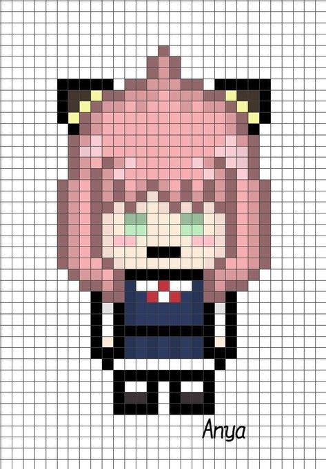 Picsel Art Anime, Cute Pixel Art Grid Easy, Pixel Art Anime Easy, Pixel Drawing Anime, Anime Pixel Art Grid, Demon Slayer Pixel Art, Pixelart Anime, Square Drawing, Anime Pixel