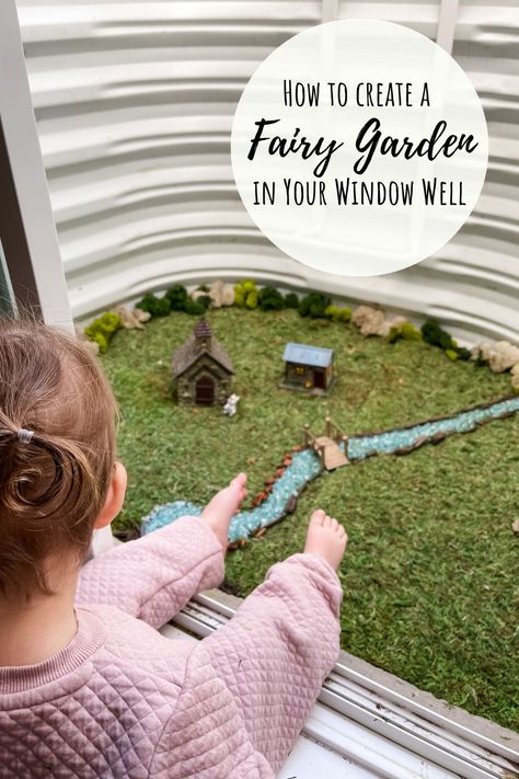 Fairy Garden Egress Window, Egress Window Garden, Egress Window Decorating Ideas, Egress Window Ideas Decor, Window Wells Ideas, Window Well Ideas Basement, Window Well Plants, Window Well Fairy Garden, Window Well Decorating Ideas Plants