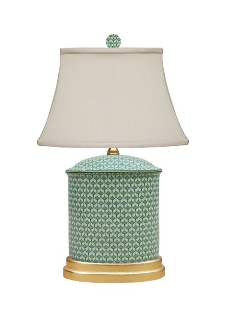 Classic Lamp, Green Lamp, Reverse Painted Glass, Gold Table Lamp, Porcelain Lamp, Chinoiserie Chic, Fish Scale, Jar Lamp, Lamp Cover