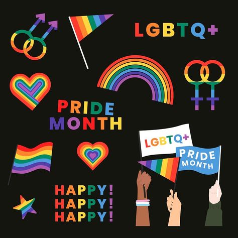 Pride month LGBTQ vector element set | premium image by rawpixel.com / Aum Pride Badges, Web Design Resources, Lgbtq Flags, Lgbt Flag, Clipart Silhouette, Pride Stickers, Trans Pride, Lgbt Pride, Pride Month