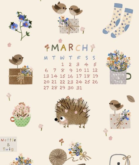 Printable Calendar Pages, Calendar Background, Spring Illustration, Diy Calendar, Little Doodles, Calendar Pages, Spring Vibes, Baby Art, Calendar Design