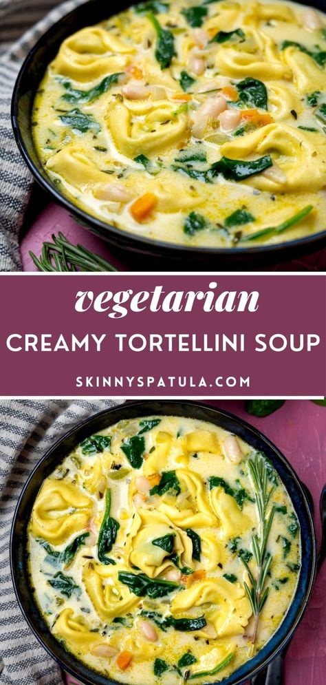 Bean Soup Recipes Healthy, Bean Soup With Canned Beans, Healthy Bean Soup, Vegetarian Crockpot Soup, Vegetarian Tortellini Soup, Vegetarian Tortellini, Bean Soup With Sausage, Bland Meals, Bean Soups