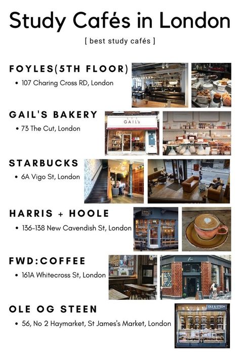 Best study cafés in London☕ #cafe #study #studycafe #london #autumn #fall #coffee #studycafelondon #bestcafes #2022 #recommendations #topcafes #foyles #gailsbakery #starbucks #oleogsteen London Coffee Shop, London Autumn, Uk Life, Study Cafe, London Cafe, Cafe Study, London Guide, London Artist, London Summer