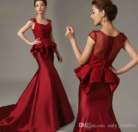 Dresses Dark Red, Evening Dresses White, Peplum Dresses, Formal Plus Size, White Evening Dresses, Modern Cinderella, Peplum Lace, Muslim Evening Dresses, Split Prom Dresses