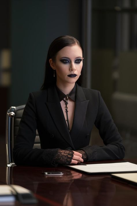 Elegant Goth Outfits Classy, Black Weeding Dress, Goth Catholic, Corporate Goth Outfits, Goth Suit, Southern Gothic Fashion, Goth Corporate, Classy Goth, Summer Work Outfits Office