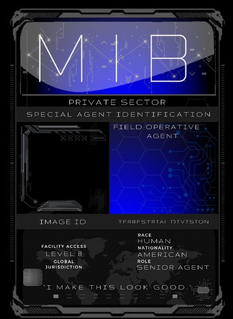 MIB Badge Men In Black Id Card Template, Mib Badge Template, Mib Id Card, Mib Badge, Men In Black Costume Ideas, Mib Costume, Employee Id Card, Template Color, Card Template Free