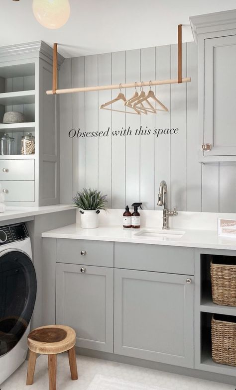 Narrow Laundry Room Shelves, Fun Laundry Room Colors, Laundry In Kitchen, Laundry Remodel, Narrow Laundry Room, Organization Laundry, Laundry Mudroom, Mudroom Laundry, Laundry Room Lighting