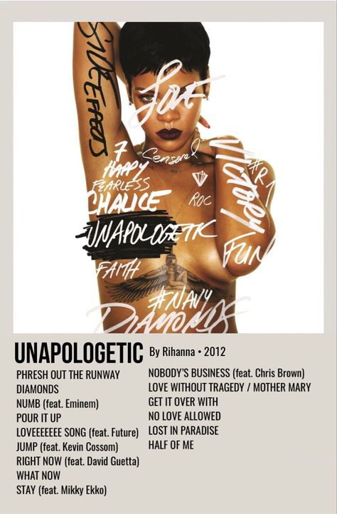 minimal polaroid album poster for unapologetic by rihanna Rhianna Album, Rihanna Album Cover, Rihanna Unapologetic, Rihanna Albums, Rihanna Music, Rihanna Song, Rihanna Cover, Divas Pop, Music Cover Photos