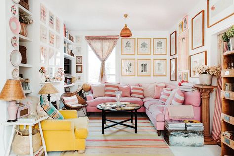 Romantic Eclectic, Wooden Lockers, Maximalist Home, White Tile Floor, Eclectic House, Pink Tiles, Black And White Tiles, London Flat, London House