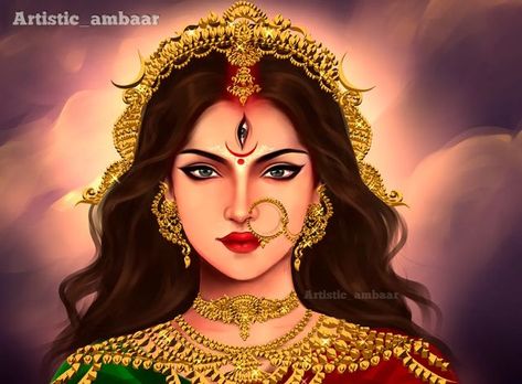 Devi Maa, Canvas Art Painting Abstract, Durga Ji, Bengali Art, Shiv Shakti, Durga Painting, Indian Art Gallery, Aircraft Interiors, Shiva Parvati Images