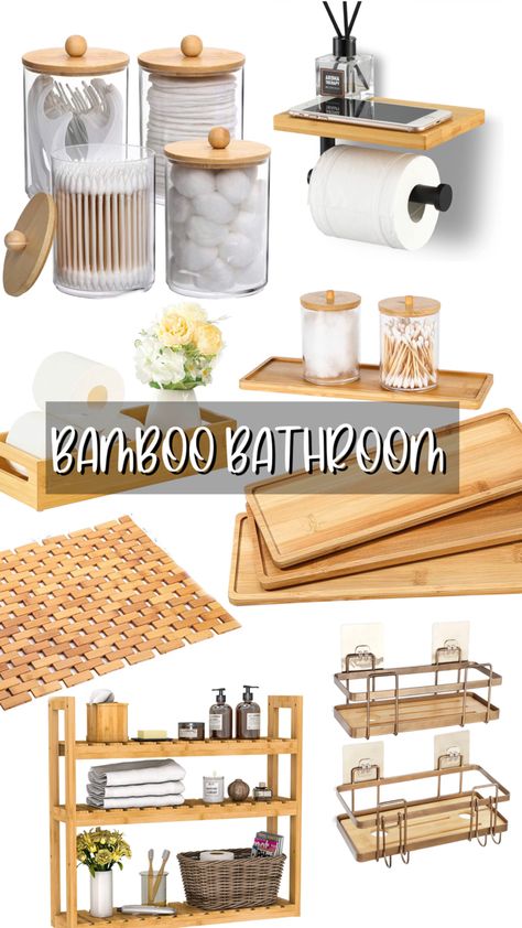 Decor #decor #bamboo #bathroom #bathroomideas Bamboo Diy Decor, Bamboo Decor Bathroom, Bamboo Bathroom Shelf, Spa Like Bathroom Decor Ideas, Bamboo Inspired Bathroom, White And Bamboo Bathroom, Bathroom Like Spa, Bamboo House Decor, Bathroom Decor Bamboo