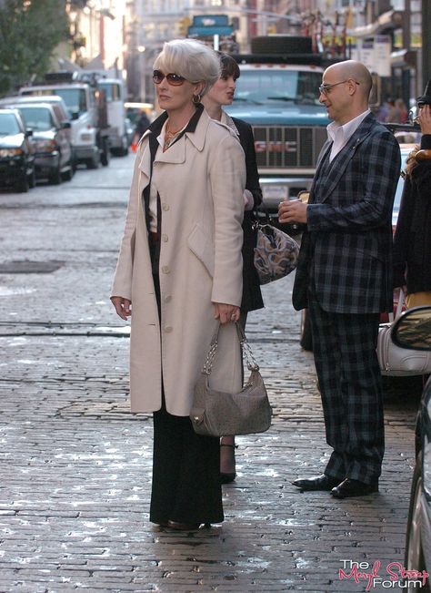 Miranda Priestly Outfits, Prada 2005, Miranda Priestly, Beautiful Gray Hair, Kim Basinger, Devil Wears Prada, Ageless Style, Catherine Deneuve, Meryl Streep