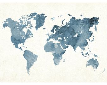 Watercolor Map of the World - Art Poster 10 - INSTANT DOWNLOAD World Map Silhouette, World Map Background, World Map Tapestry, Maps Of The World, World Map Poster, Map Background, Background Watercolor, Watercolor Paintings Abstract, Watercolor Blue