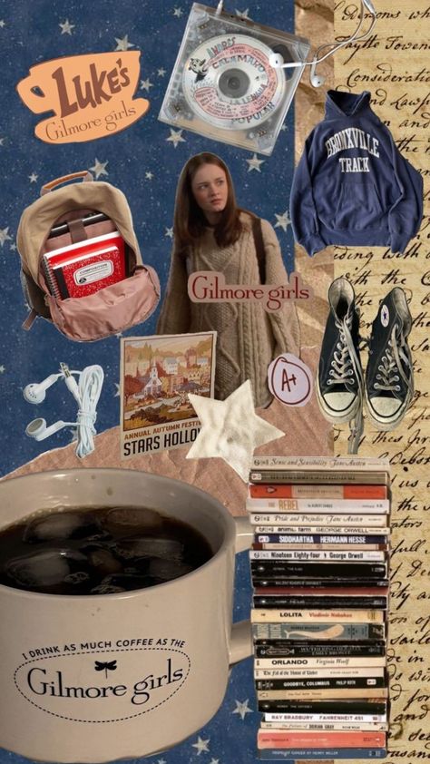 Rory Gilmore Fall, Gilmore Girls Stars Hollow, Gilmore Aesthetic, Rory Gilmore Style, Gilmore Girls Gifts, Pop Culture Gifts, Fall Mood Board, Gilmore Girl, Lorelai Gilmore