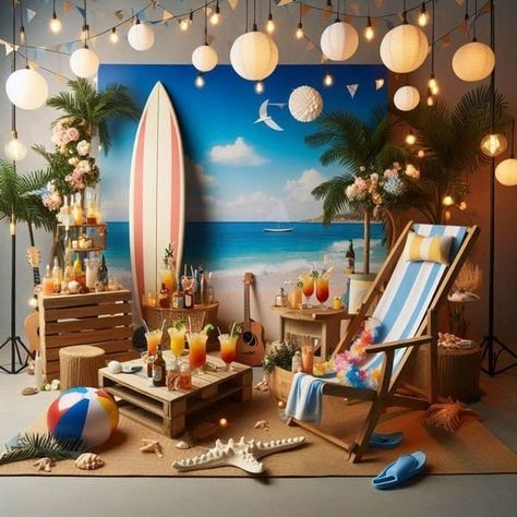 Surf Party, Tropical Tree, Booth Display, Exhibition Stand, Party Party, Beach Party, Surfing, Birthday Party, Birthday