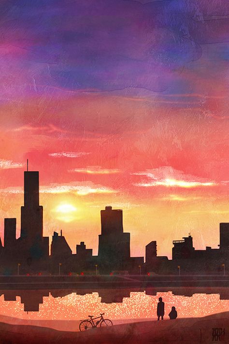 Evolution Art, Diy Paint Projects, Artistic Wallpaper, Screen Savers Wallpapers, Watercolor Sunset, Sunset City, Canvas Drawings, Small Canvas Art, Love Painting