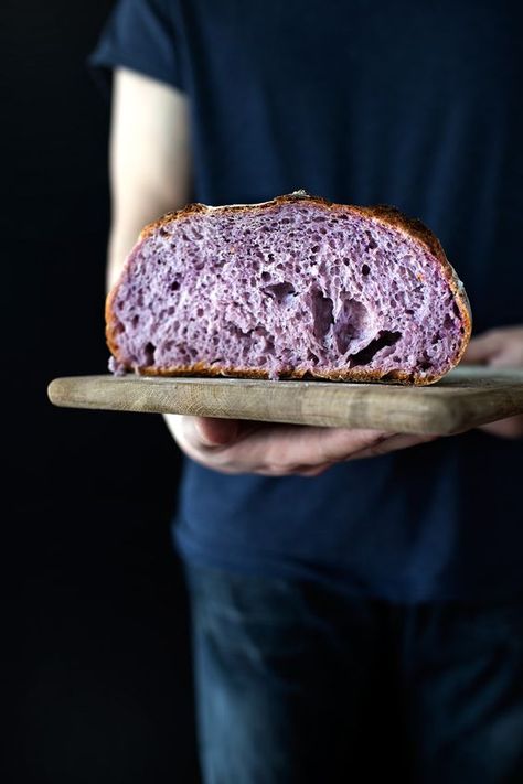 THE BLUSHING BOULE (PURPLE YAM COUNTRY BREAD) Overnight Bread Recipe, A Loaf Of Bread, Country Bread, Purple Yam, Purple Food, Purple Sweet Potatoes, Loaf Of Bread, Bread Dough, Dry Yeast