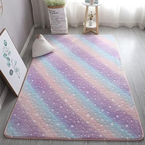 GGBOND Luminous Carpet Glow in the Dark Rainbow Stars Rugs, Short Plush Sponge Sandwich Soft Comfortable, 80x120cm : Amazon.co.uk: Home & Kitchen Living Room Unique, Rainbow Stars, Room Unique, Cactus Decor, Animal Room, Rainbow Star, Prayer Room, Star Rug, Contemporary Rugs