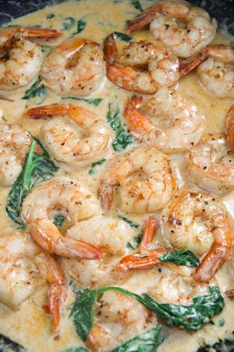 Creamy Garlic Butter Shrimp, Shrimp And Spinach Recipes, Easy Garlic Shrimp, Creamy Garlic Shrimp Recipe, Shrimp And Spinach, Pasta Garlic, Buttered Shrimp Recipe, Creamy Shrimp Pasta, Flavorful Shrimp