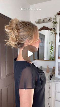 Morgan on Instagram: "Hair stick updo💫 #updo #hairtutorial #hairstick" Updo Wedding Hairstyles, Updo Wedding, 2023 Hair, Short Homecoming Hair, Mode Hippie, Hair Homecoming, Homecoming Hair Down, Homecoming Hair, Hair Medium