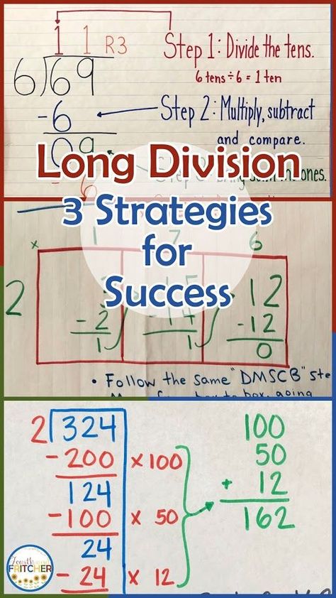 Long Division Strategies, Division Anchor Chart, Teaching Long Division, Partial Quotients, Teaching Division, Division Strategies, Mnemonic Devices, Long Division, Math Division