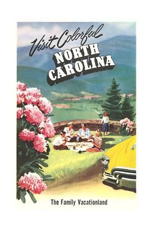 North Carolina Travel Poster Art Print at Art.com Travel Book Cover, New Yorker Prints, Guest Room Inspiration, Heal Your Inner Child, North Carolina Art, Florida Poster, North Carolina Travel, Travel Poster Design, Au Pair