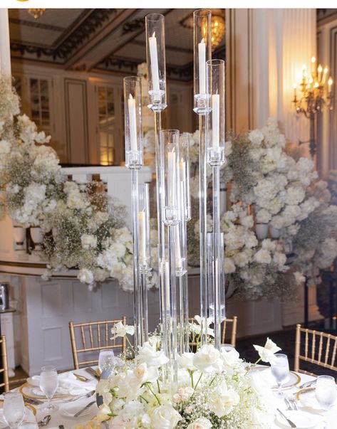 Glass Candelabra, Candelabra Centerpiece, Clear Candles, Candle Decoration, Crystal Candelabra, Candle Wedding Centerpieces, Wedding Design Decoration, Base 10, Pillar Candle Holders