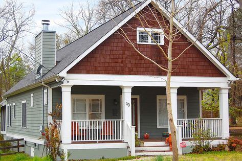 Plan #30-198 - Houseplans.com Lake Cottage Exterior Colors, Small Bungalow Exterior, Rental Remodel, Craftsman Bungalow Exterior, Craftsman Bungalow House Plans, Upstate House, 2nd Choice, Bungalow Cottage, Bungalow Style House