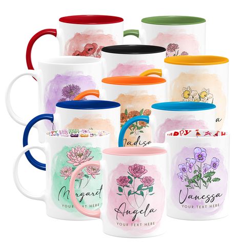 PRICES MAY VARY. EXCEPTIONAL BIRTHDAY GIFT: Each month has its flower. These flowers have characteristic features. People have characteristics of the month in which they were born. Surprise your mother, wife, girlfriend, or any other dear woman with a Personalized Birth Flower Mug that features her birth month. FREE CUSTOMIZATION: Once you click " Customize Now " you can choose your favorite color for the mug, then you will be able to choose the stylish flower design symbolizing the 12 months (C Trendy Mugs, Dear Woman, Birth Flower Month, Mug With Name, Flower Mug, Design Mom, Personalized Gifts For Mom, Sublimation Mugs, Name Mugs