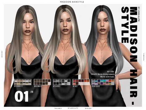 Sims 4 — LeahLillith Madison Hairstyle by Leah_Lillith — Madison Hairstyle All LODs Smooth bones Custom CAS thumbnail Sims 4 Cc Leah Lillith Hair, Leah Lilith Hair Sims 4, Leahlilith Sims 4 Hair, Female Sims, Madison Style, Alpha Cc, Cc Hair, Pelo Sims, Sims 4 Teen