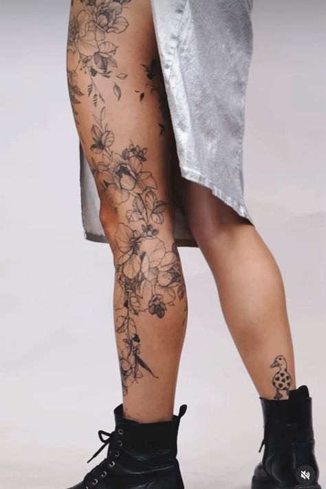 #tattoos #coupletattoos #tattoosideas #fullbodytattoos #tattoosfashions #CoolTattoos #TattooArt #InkMaster #TattooLovers #InkInspiration  #CreativeInk #TattooStyle Minimal Leg Sleeve Tattoo, Tattoo Bein Frau, Lower Leg Tattoos, Shin Tattoo, Full Leg Tattoos, Coffee Tattoos, Hip Tattoos Women, Pieces Tattoo, Leg Tattoos Women