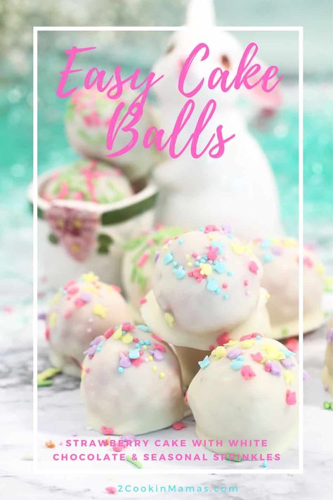 Easy Cake Balls Easter Cake Balls, Patriotic Cake Pops, Christmas Cake Balls, Dessert For Easter, Easter Strawberry, Easter Cake Easy, Easter Cake Pops, Halloween Birthdays, Cake Ball Recipes