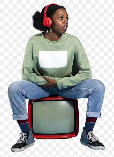 People Sitting Png, Tv Png, Person Png, Png Music, Sitting Pose Reference, Retro Television, People Cutout, People Png, Sitting Pose