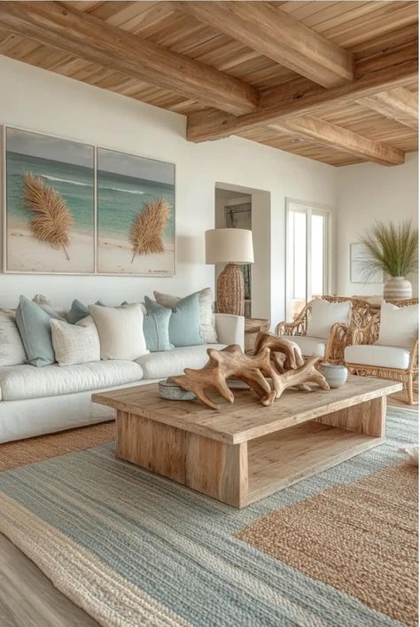 Beach House Lounge, Modern Coastal Living Room Ideas, Neutral Coastal Living Room, Lakehouse Living Room, Beach Condo Decor, Modern Coastal Living Room, Florida Apartment, Coastal Living Room Ideas, Beach House Vibes