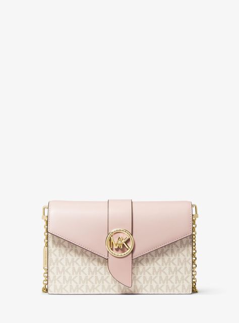 Medium Logo And Leather Convertible Crossbody Bag | Michael Kors It Day, Convertible Crossbody Bag, Michael Kors Crossbody Bag, Mk Bags, Media Logo, Michael Kors Crossbody, Barbie Dream, Handbags Michael Kors, Cute Bags