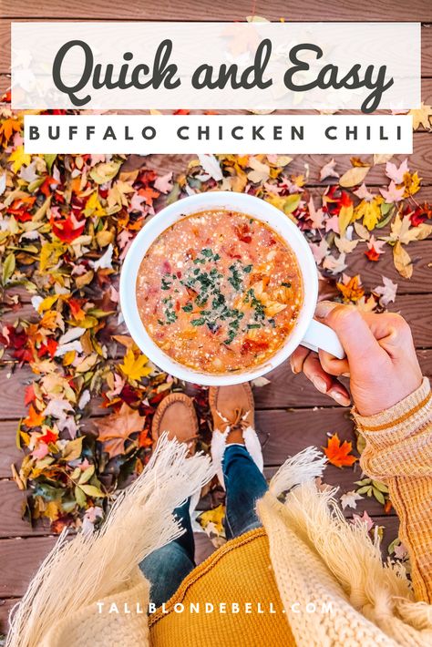 Easy Buffalo Chicken Chili Recipe - Buffalo Chicken Chilli, Buffalo Chicken Chili Recipe, Stovetop Chili, How To Cook Chili, Buffalo Chicken Chili, Buffalo Chicken Soup, Chicken Chili Crockpot, Easy Buffalo Chicken, Crockpot Chili