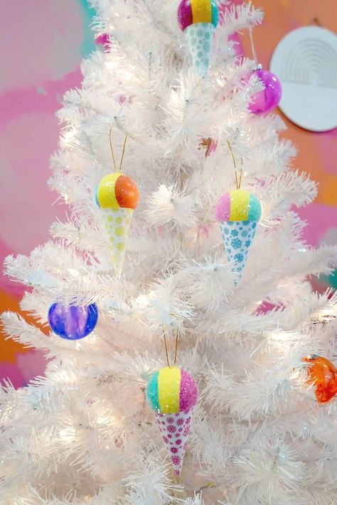 DIY Snow Cone Ornaments - Happiness is Homemade Diy Snow Cone, Cone Ornaments, Diy Snow, Happiness Is Homemade, Diy Ornament, Snow Cone, Snow Cones, Ornaments Diy, Happiness Is