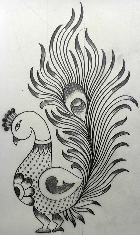 #manualart Sketch Of Peacock, Peacock Drawing Images, Peacock Sketch, Peacock Drawing, Peacock Embroidery Designs, Kalamkari Painting, Flower Drawing Design, Flower Art Drawing, Peacock Art