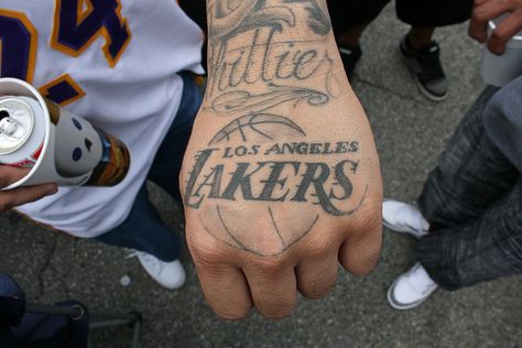 #For reference, Mavericks fan all the way! Lakers Tattoo, Forarm Tattoos, Sketch Tattoo Design, Unique Tattoo Designs, Tat Ideas, Dope Tattoos, Skin Art, Los Angeles Lakers, Tattoo Sketches