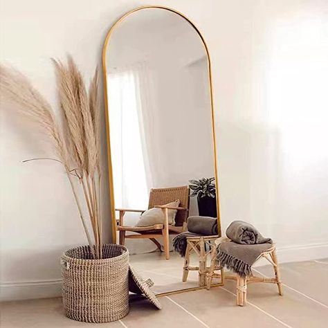 Leaning Against Wall, Arched Full Length Mirror, Arched Floor Mirror, Mirror Standing, Mirror Decor Living Room, Mirror For Bedroom, Curved Mirror, Floor Length Mirror, Full Length Floor Mirror