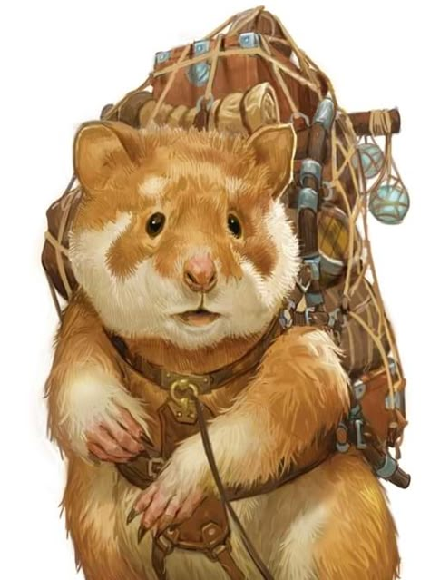 Dnd Beast Master Ranger, Hamster Character Design, Spelljammer Characters, Cute Fantasy Creatures Art, Spelljammer Art, D&d Character Art, Space Hamster, Hamster Art, Roleplay Characters