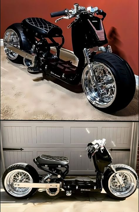 Tiny Motorcycle, Honda Ruckus Custom, Custom Honda Ruckus, Custom Mini Bike, Adventure Bike Motorcycles, Eletric Bike, Mini Motorbike, Custom Moped, Bicycle Diy