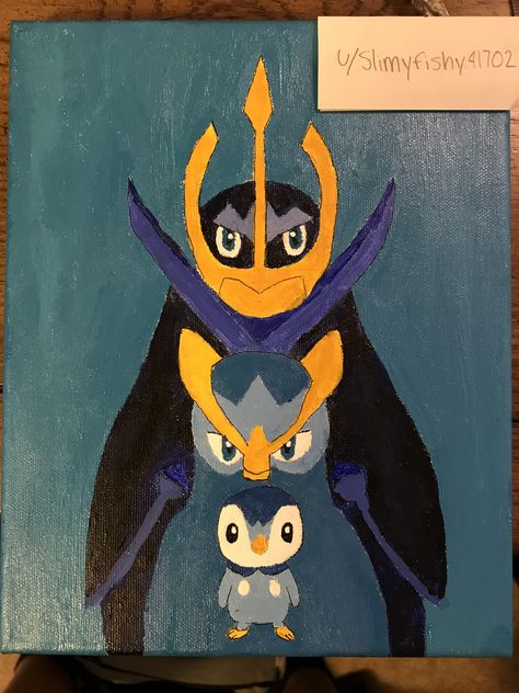 Just finished a painting of my first Pokémon ever: Piplup. This took me about 4 hours and I am extremely satisfied with how it turned out. Pokémon Painting, Pokemon Painting, First Pokemon, Pokemon 20, Pokémon X And Y, 4 Hours, Pokemon Go, Pikachu, Acrylic Painting