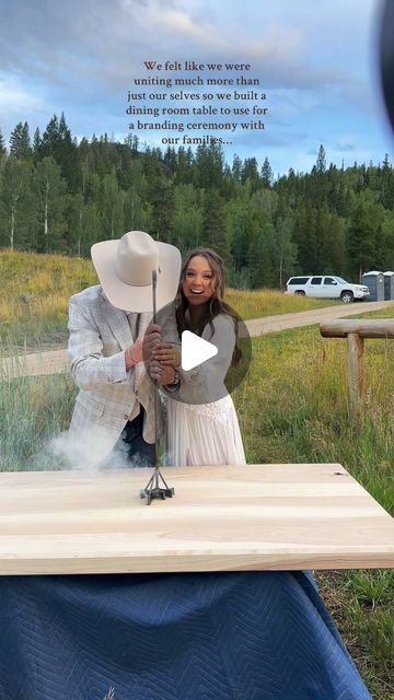 Justine Johns | One of my top favorite moments from our wedding day. Our branding ceremony with our family❤️  All props to @dtjohns15 for the woodworking... | Instagram Branding At Wedding Ceremony, Wedding Branding Ceremony, Wood Branding Unity Ceremony, Western Wedding Branding Ceremony, Wedding Branding, Woodworking Skills, Rustic Country Wedding, Western Wedding, Wedding Magazine