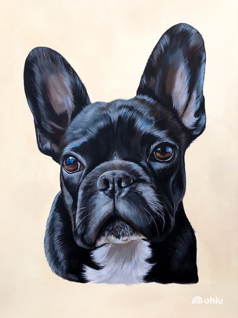 Frenchie Painting, French Bulldog Tattoo, Bulldog Tattoo, French Bulldog Art, Custom Pet Art, French Bull, Bull Terrier Dog, Dog Boarding, Dog Paintings