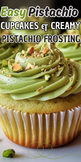 Easy Pistachio Cupcakes with Creamy Pistachio Frosting Pistachio Frosting Recipe, Pistachio Frosting, Pudding Icing, Buttercreme Frosting, Pistachio Cupcakes, Pistachio Dessert, Pistachio Recipes, Pistachio Butter, Cupcakes Recipes